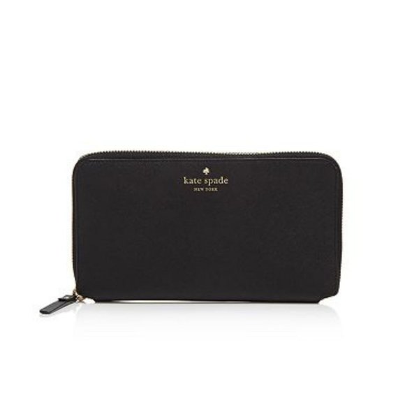 Kate Spade Street Maia Travel Wallet Black Leather - Picture 1 of 7